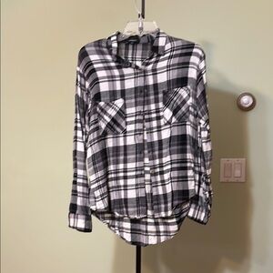 Black and White Plaid Button-Up Shirt